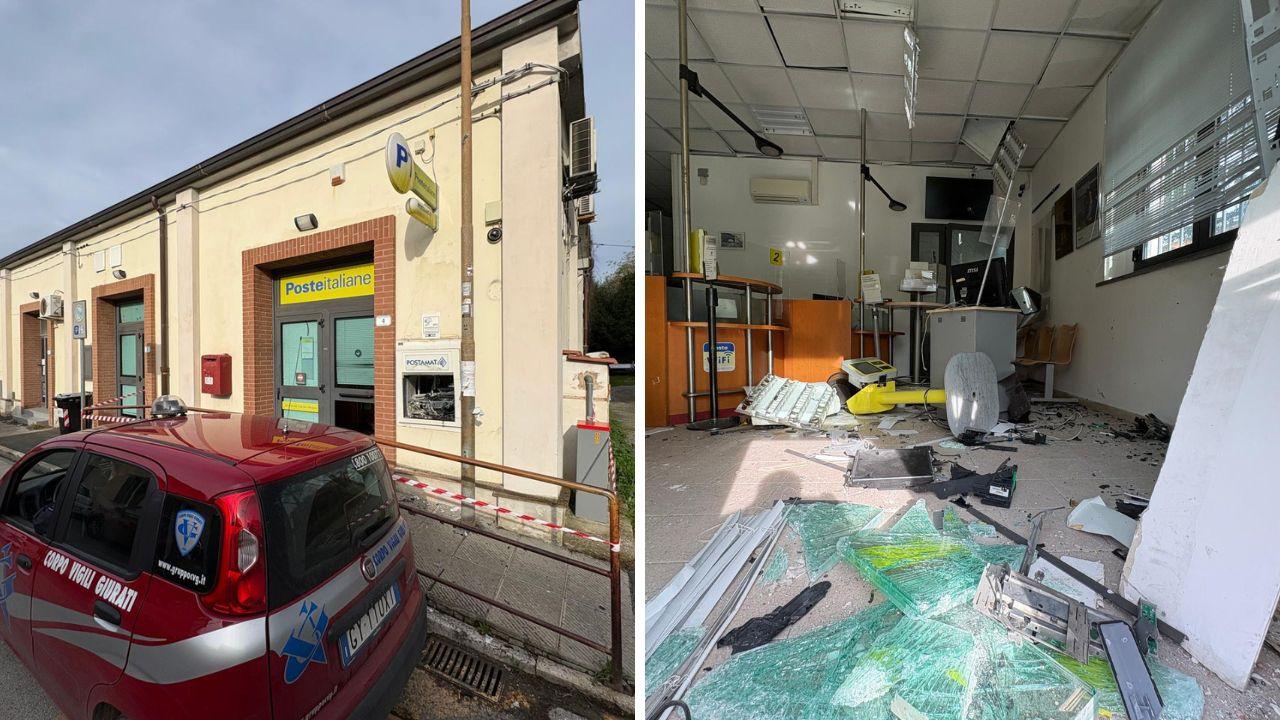 
	L'ufficio postale a Collesalvetti&nbsp;in cui &egrave; stato fatto esplodere il bancomat (foto Stick)

