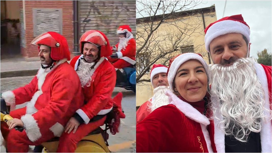 Il sindaco di Sassari in versione Babbo Natale alla sfilata solidale in Vespa