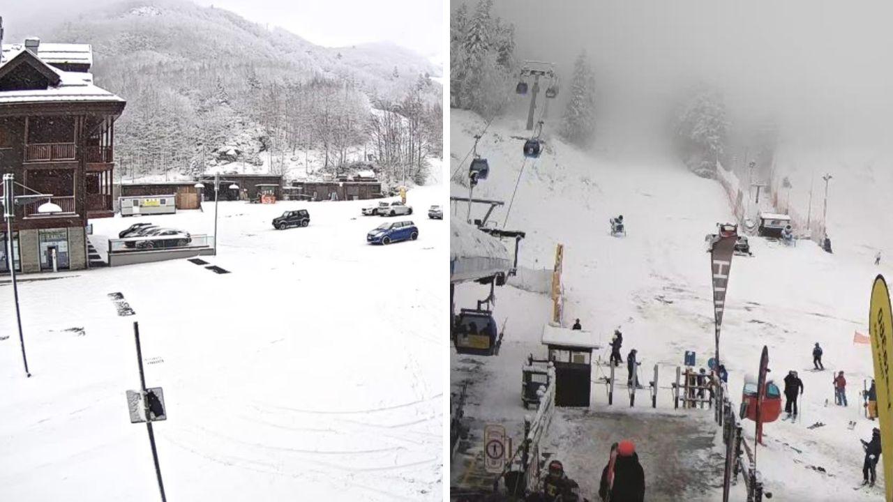 Neve sull'Abetone (foto Multipass Abetone e webcam Abetone)
