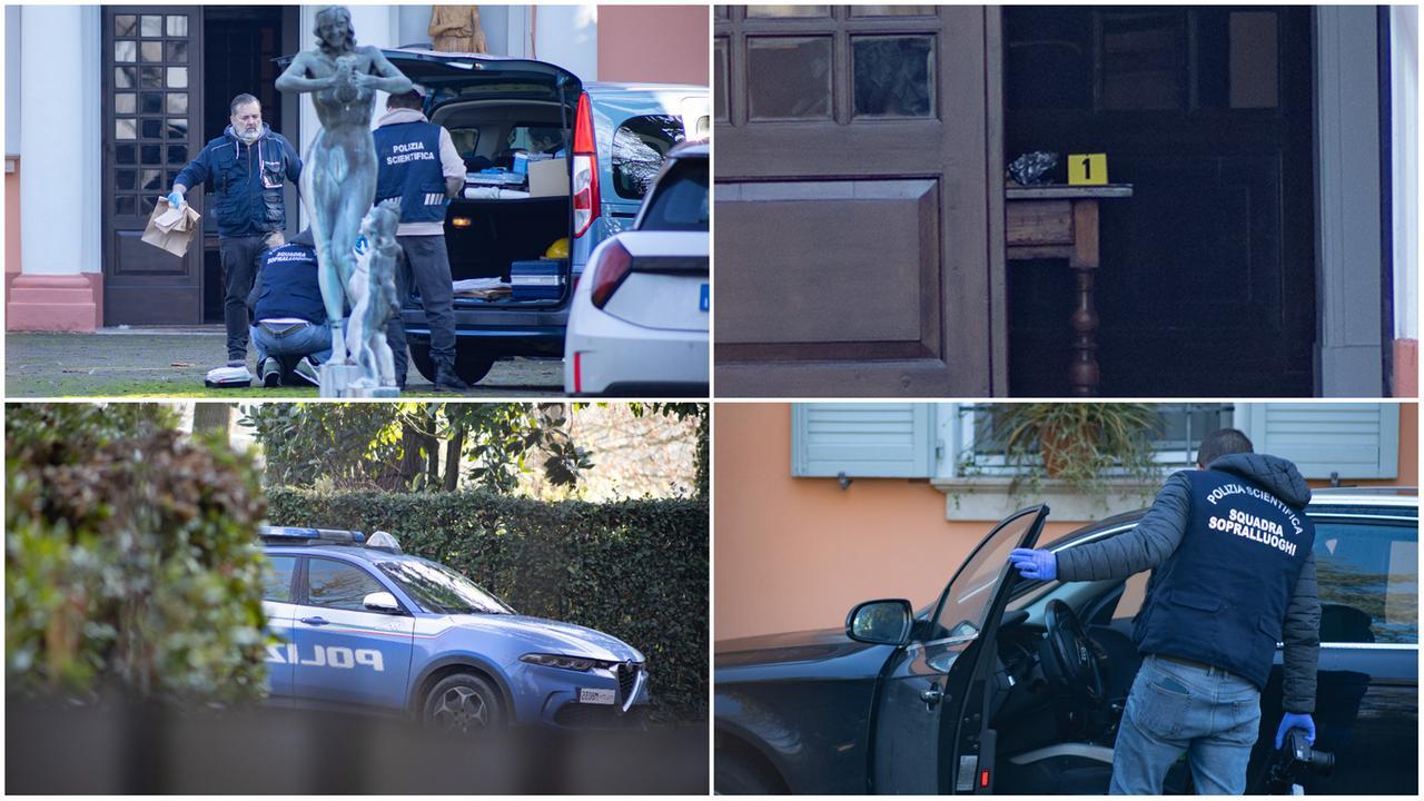 Le indagini della polizia scientifica nella villa