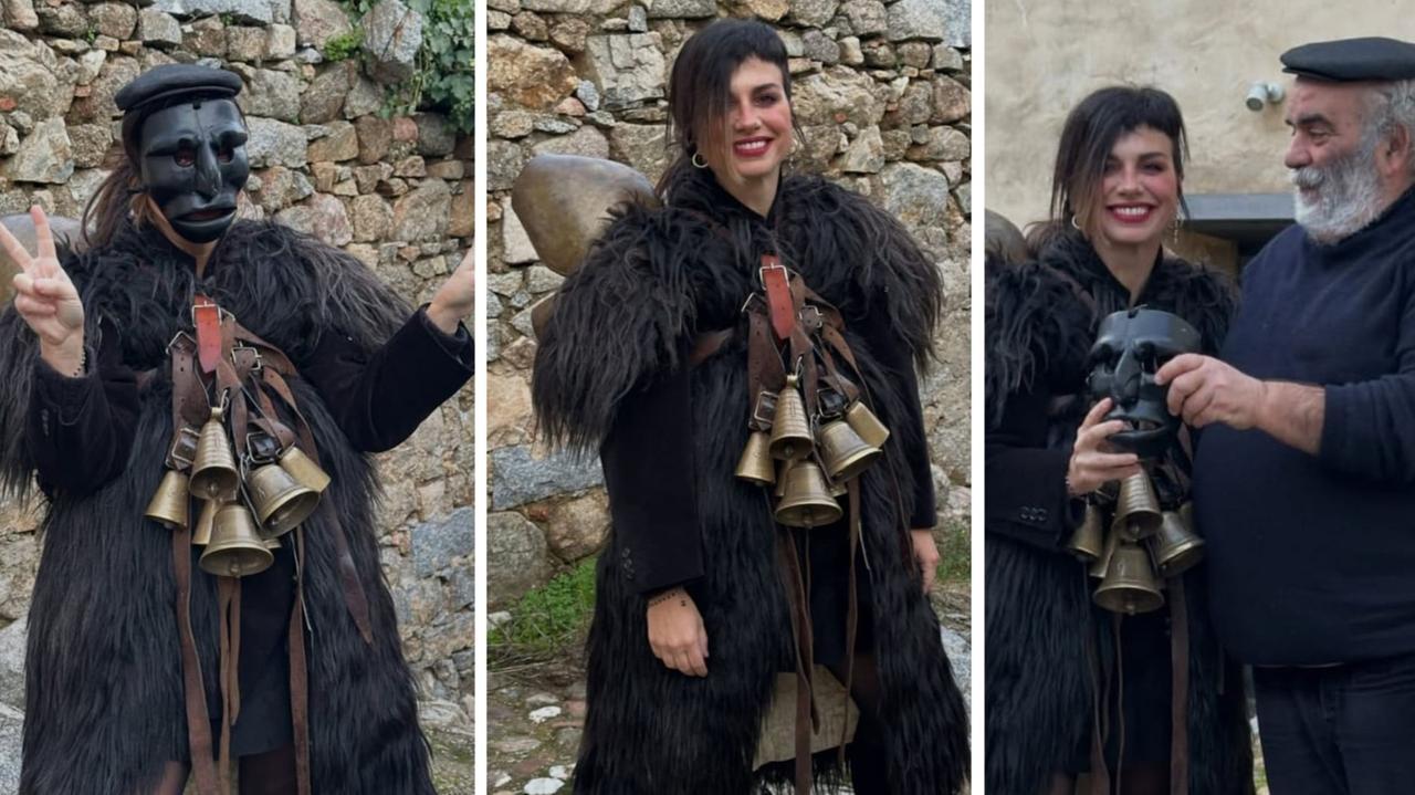 Dolcenera si traveste a Mamoiada: «Mamuthone per un giorno»