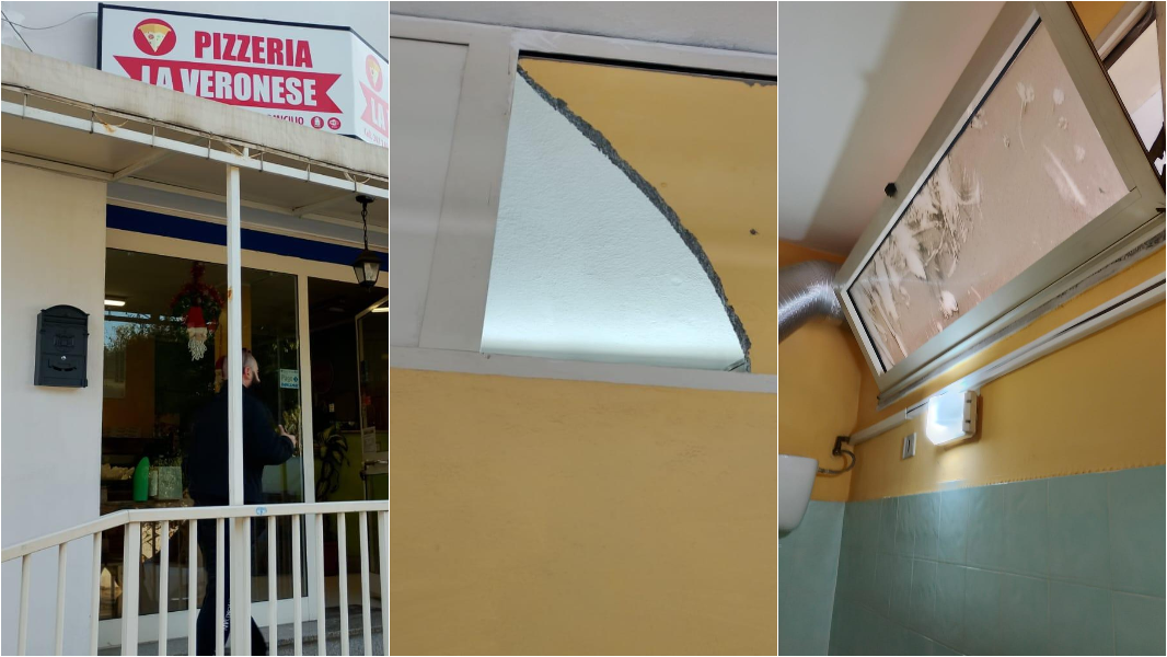 Assalto notturno alla pizzeria, i ladri sfondano i muri e rubano tutte le scorte di cibo: «Locale devastato»