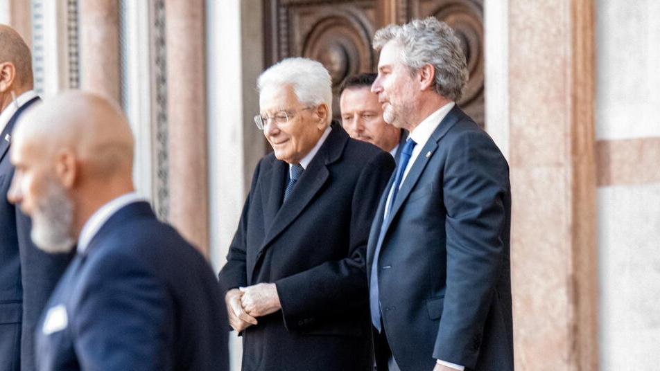 Il presidente della Repubblica Sergio Mattarella a Lucca per l'anno accademico dell'Imt con il sindaco Mario Pardini 
