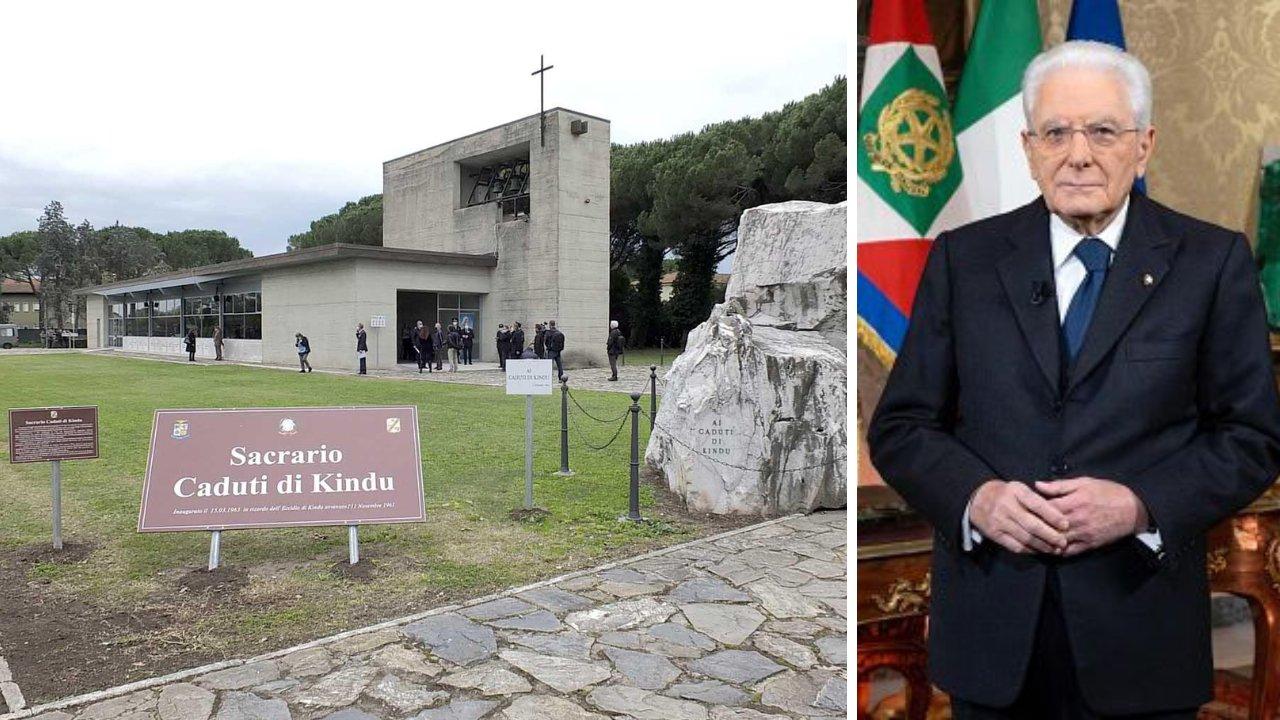 Il sacrario ai caduti; il presidente Mattarella