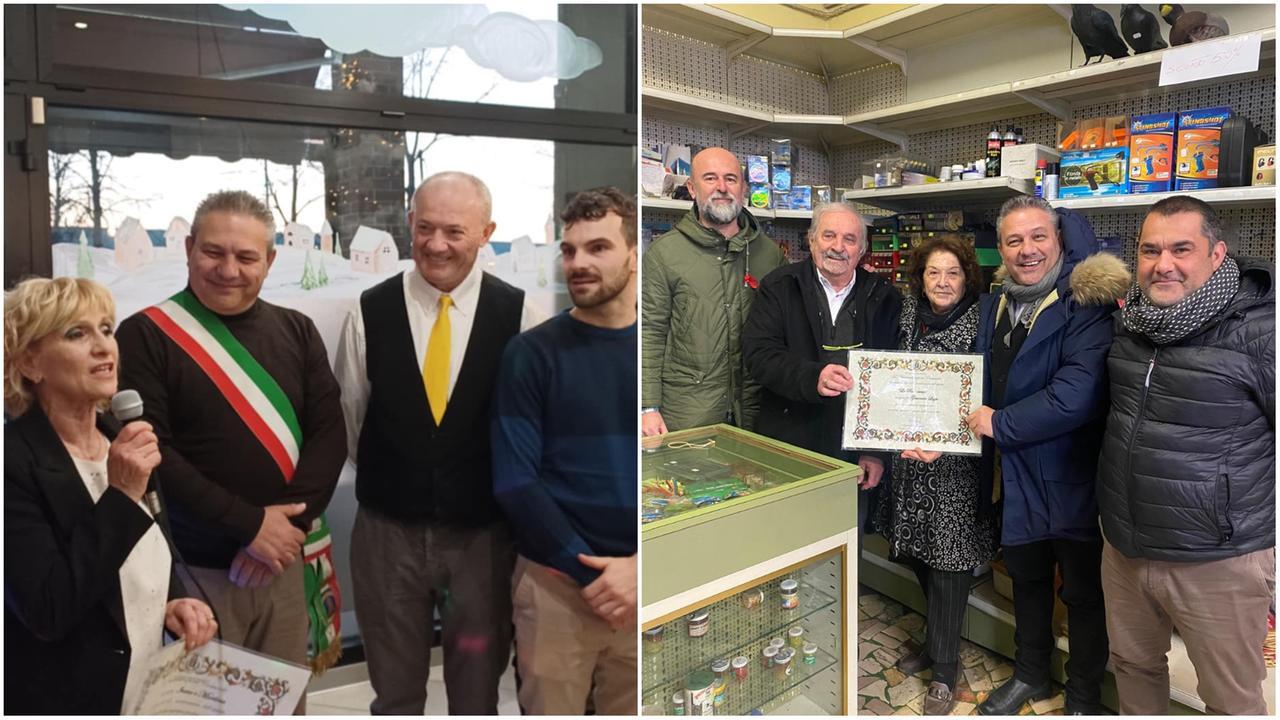 
	A sinistra il sindaco al bar Chicco d'Oro, a destra al Pes-Caccia

