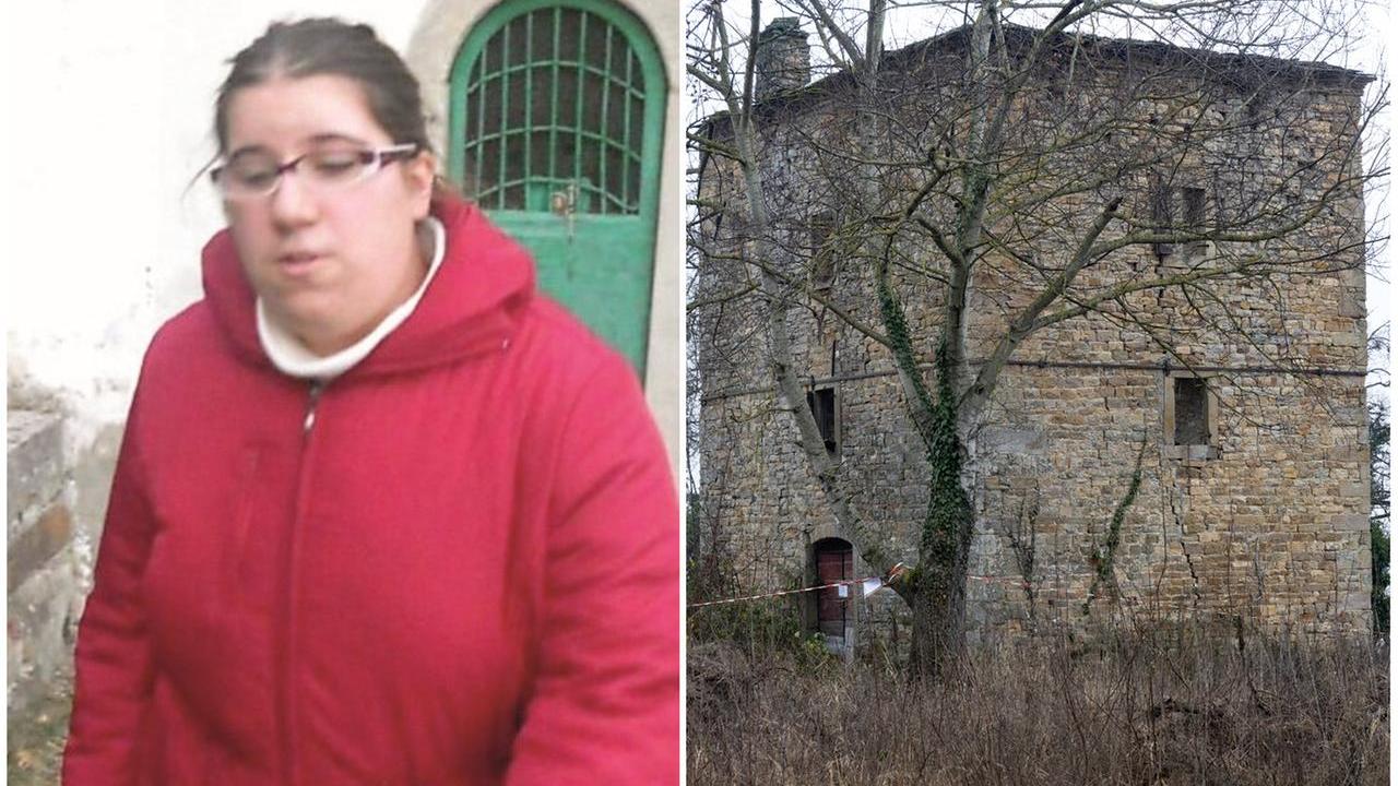 Daniela Ruggi, scomparsa dal settembre 2024. A destra il rudere dove sono stati ritrovati resti umani e vestiti vicino alla casa della 32enne (Foto Esposito)