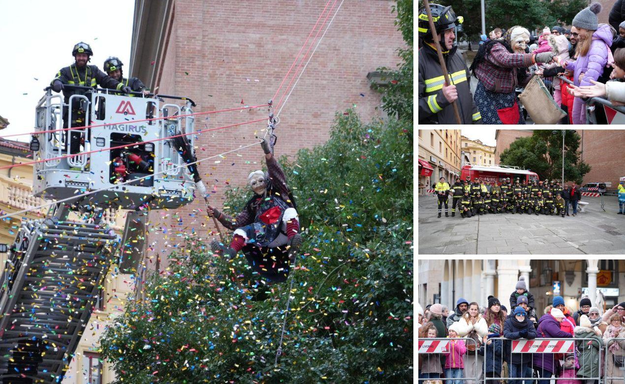 
	La befana acrobatica dei vigili del fuoco in piazza Grande (fotoservizio Stick)

