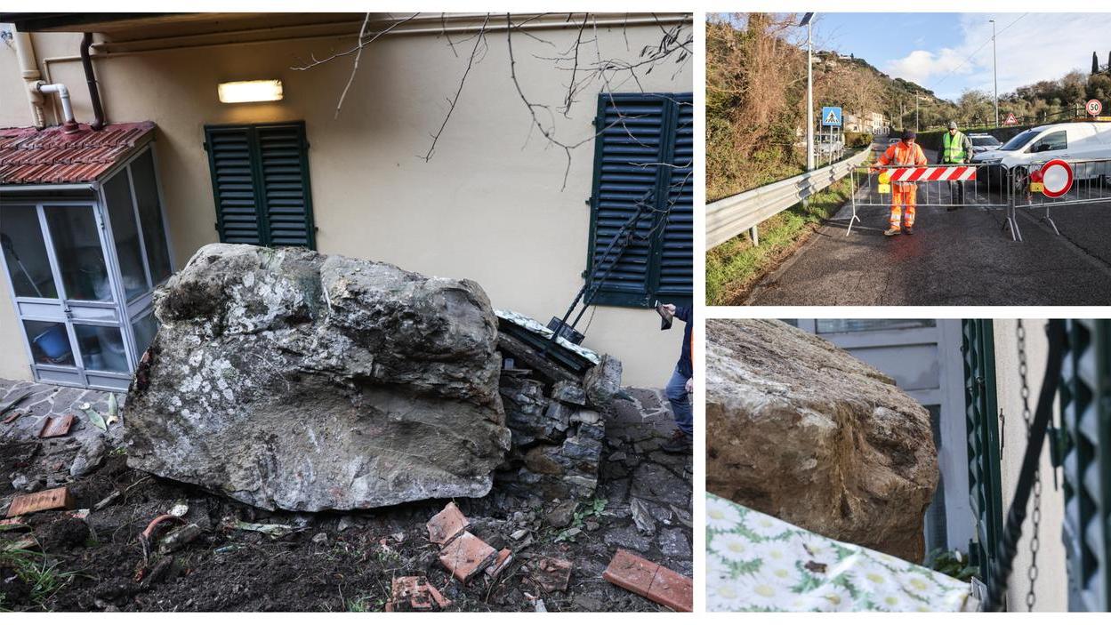 Firenze, un masso precipita dalla collina e sfiora le case: paura a Pian di Mugnone. Chiusa la via Faentina e cinque persone evacuate