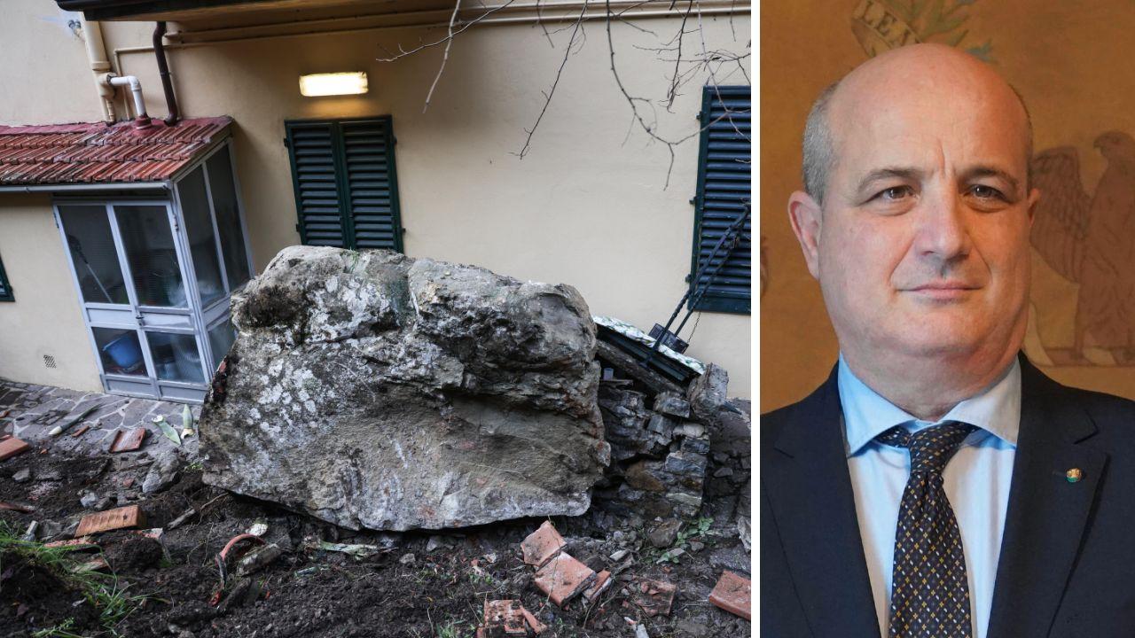 Il masso precipitato a pochi centimetri dalla casa e il professor Nicola Casagli