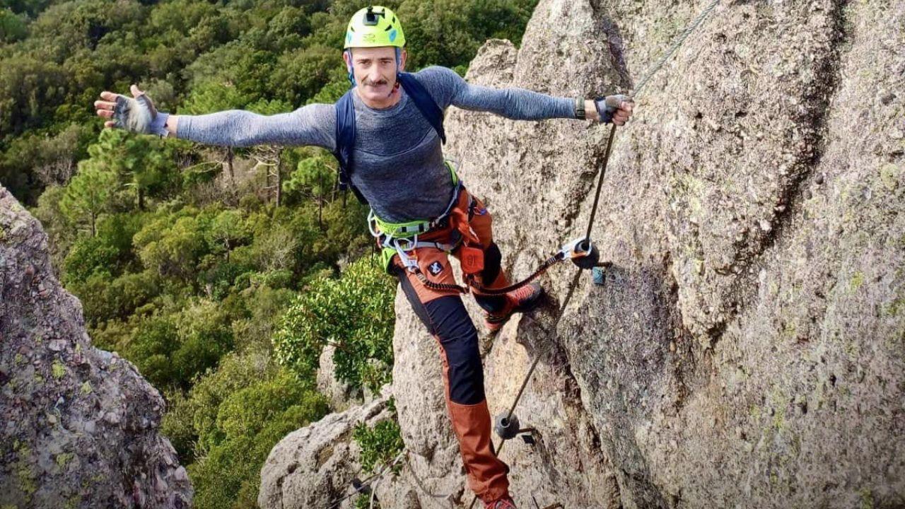 Fabrizio Banti su una parete rocciosa