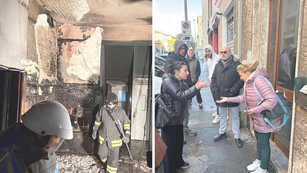 
	I vigili del fuoco nel palazzo e gli evacuati&nbsp;

