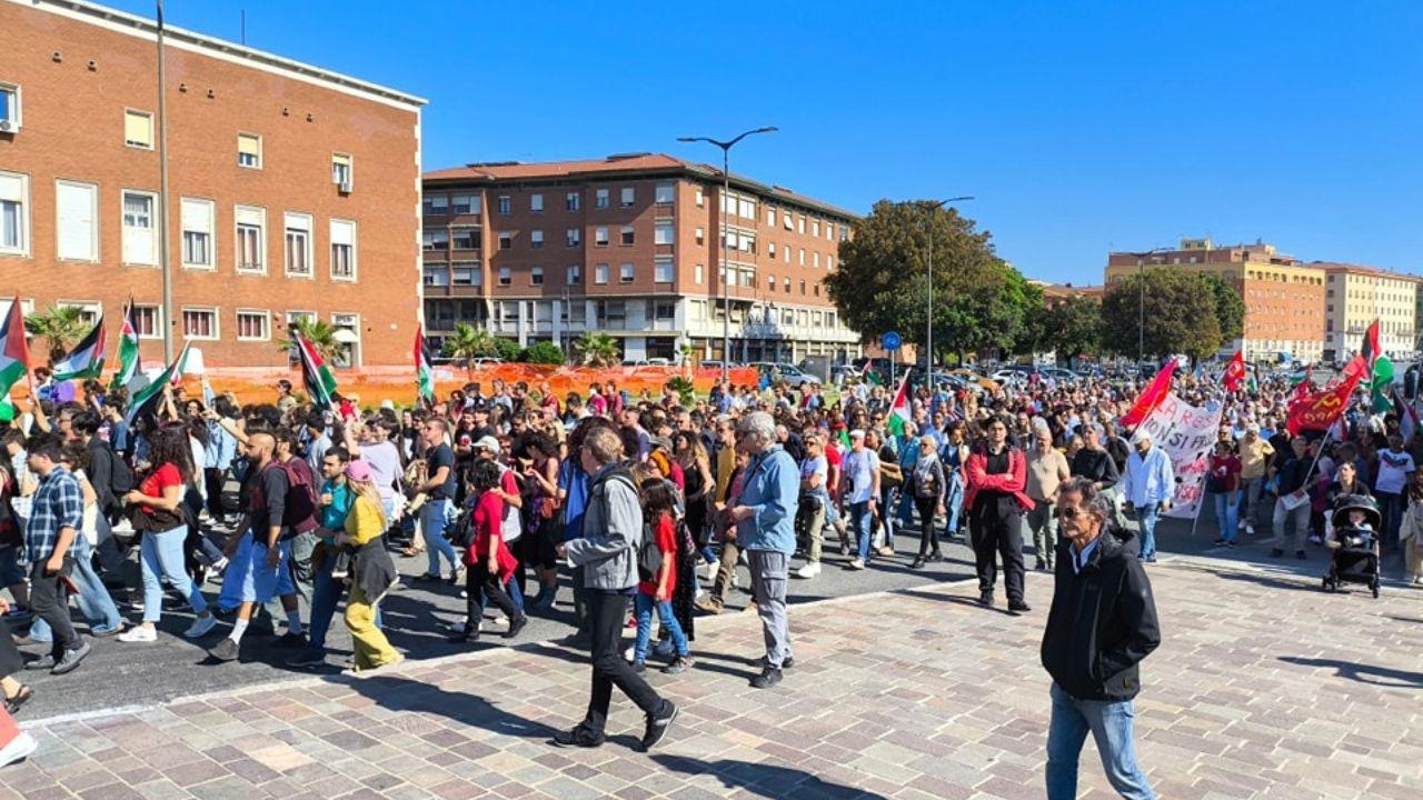 Una manifestazione pro Palestina a Livorno nel maggio 2025