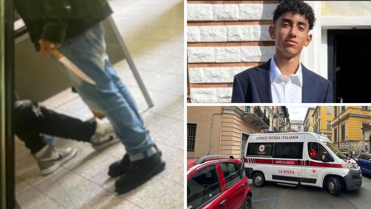 Il coltello in aula, la vittima e i soccorsi fuori dalla scuola venerdì