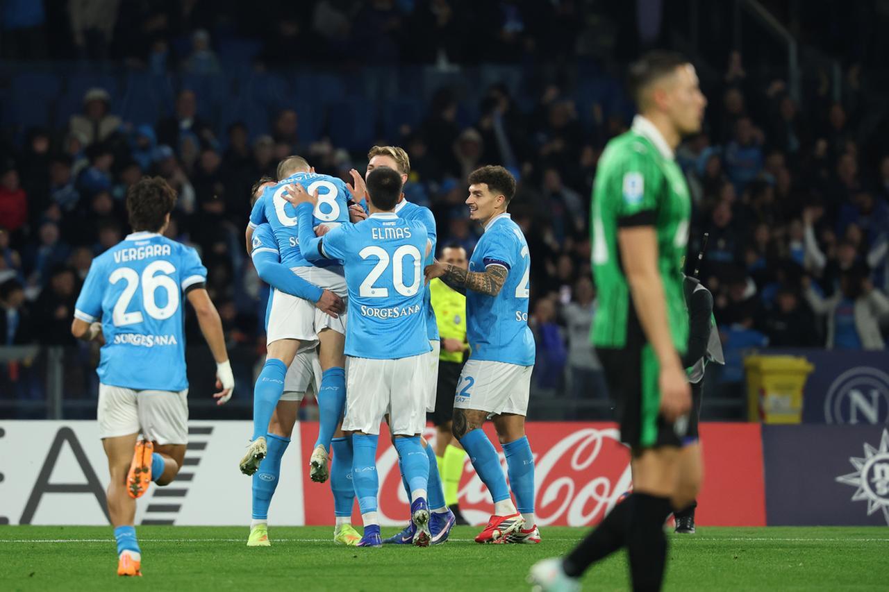 
	L'esultanza dei giocatori del Napoli dopo la rete dell'1-0

