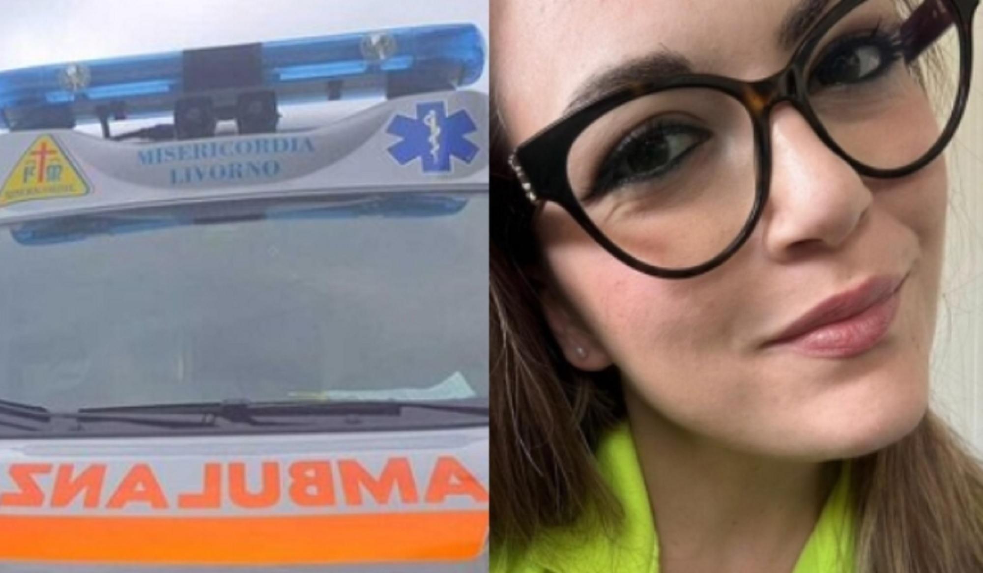 A sinistra un'ambulanza della Misericordia di via Verdi, a destra Giada Filiè, la volontaria aggredita