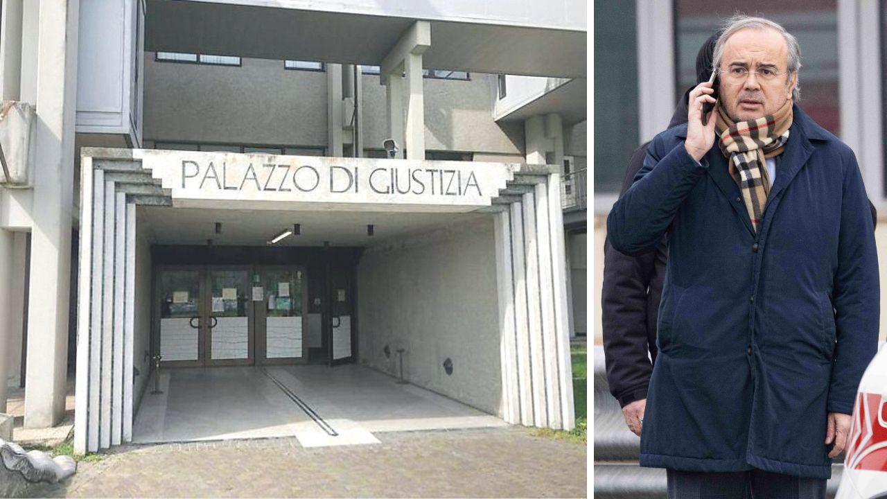 Il procuratore e l'ingresso del palazzo di giustizia