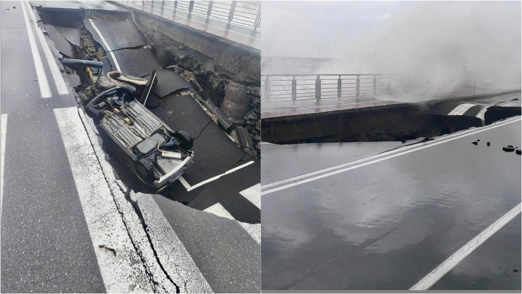 Ciclone Harry in Sicilia, rischia la vita a bordo dell’auto inghiottita dalla voragine e l’onda anomala travolge anche l’ambulanza