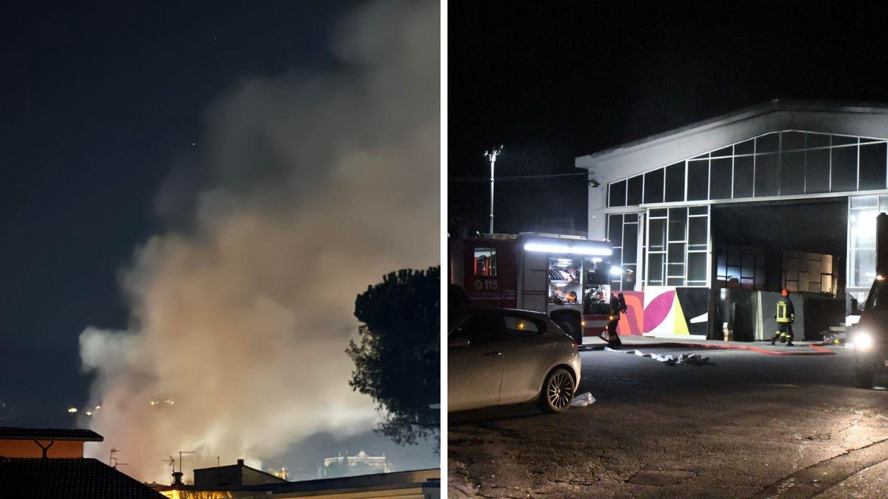 Carrara, fiamme in un’azienda: «Tenete chiuse le finestre»