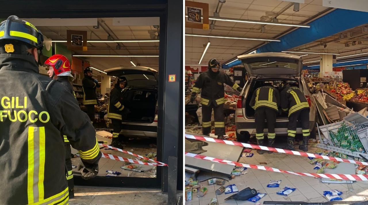 Finisce con l’auto dentro al supermercato: paura a Carpi