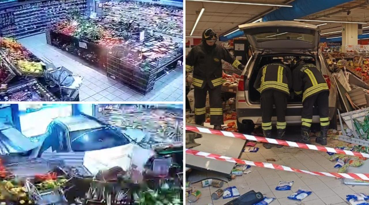 Finisce con l’auto dentro al supermercato: paura a Carpi – Video