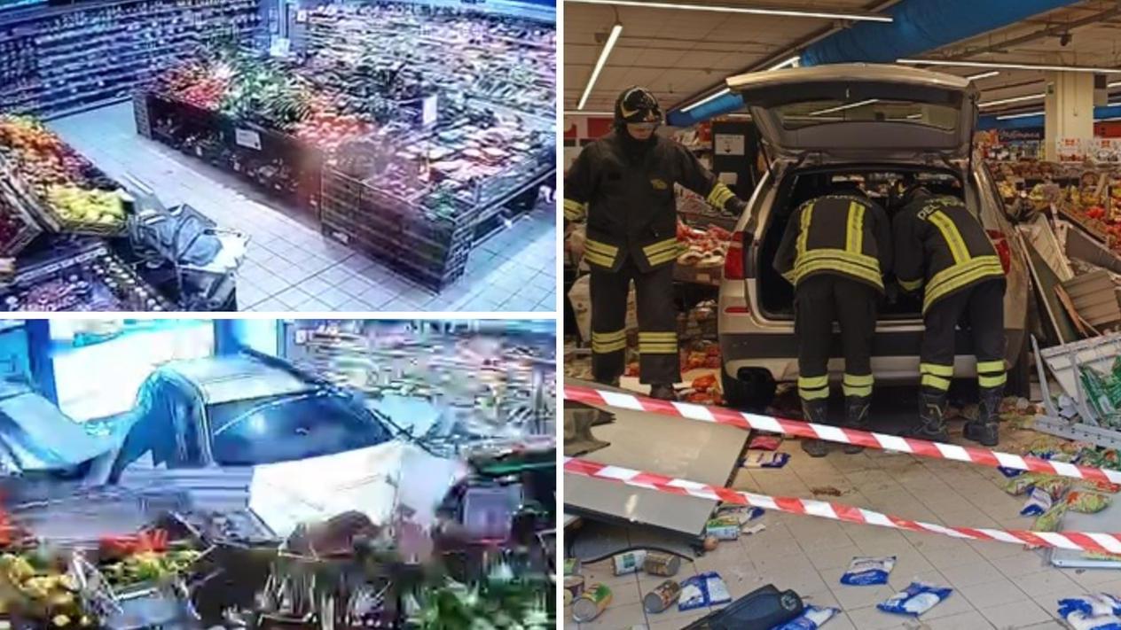 L'auto piombata nel Conad di Carpi