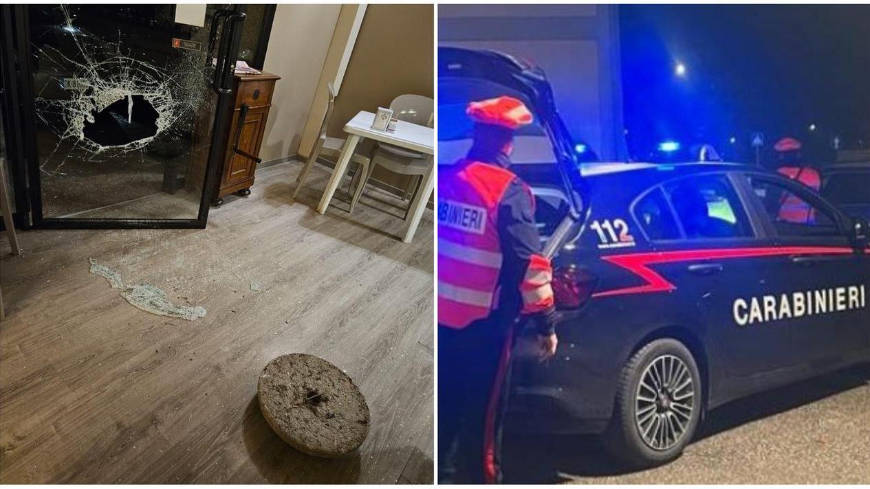 Il blocco di cemento usato per spaccare il vetro