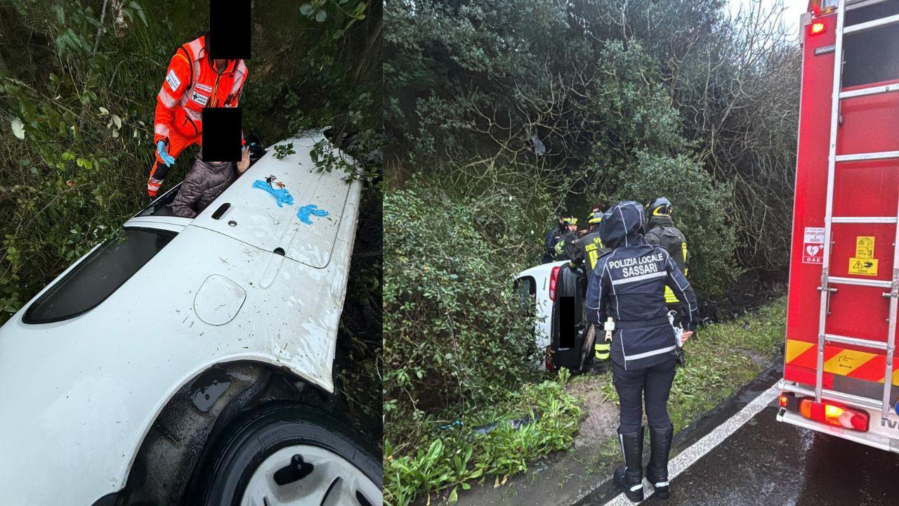 Sassari, l’auto si ribalta: in ospedale una bimba di 9 anni e la nonna