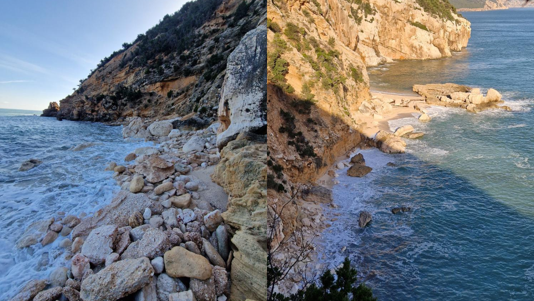 Cala Goloritzè e Cala Mariolu devastate dal ciclone, gli esperti: «Torneranno come prima, ma ci vorrà tempo»