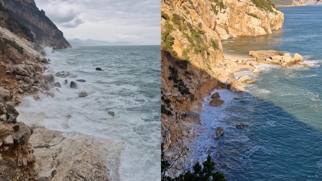 Cala Goloritzè e Cala Mariolu devastate dal ciclone, gli esperti: «Torneranno come prima, ma ci vorrà tempo»
