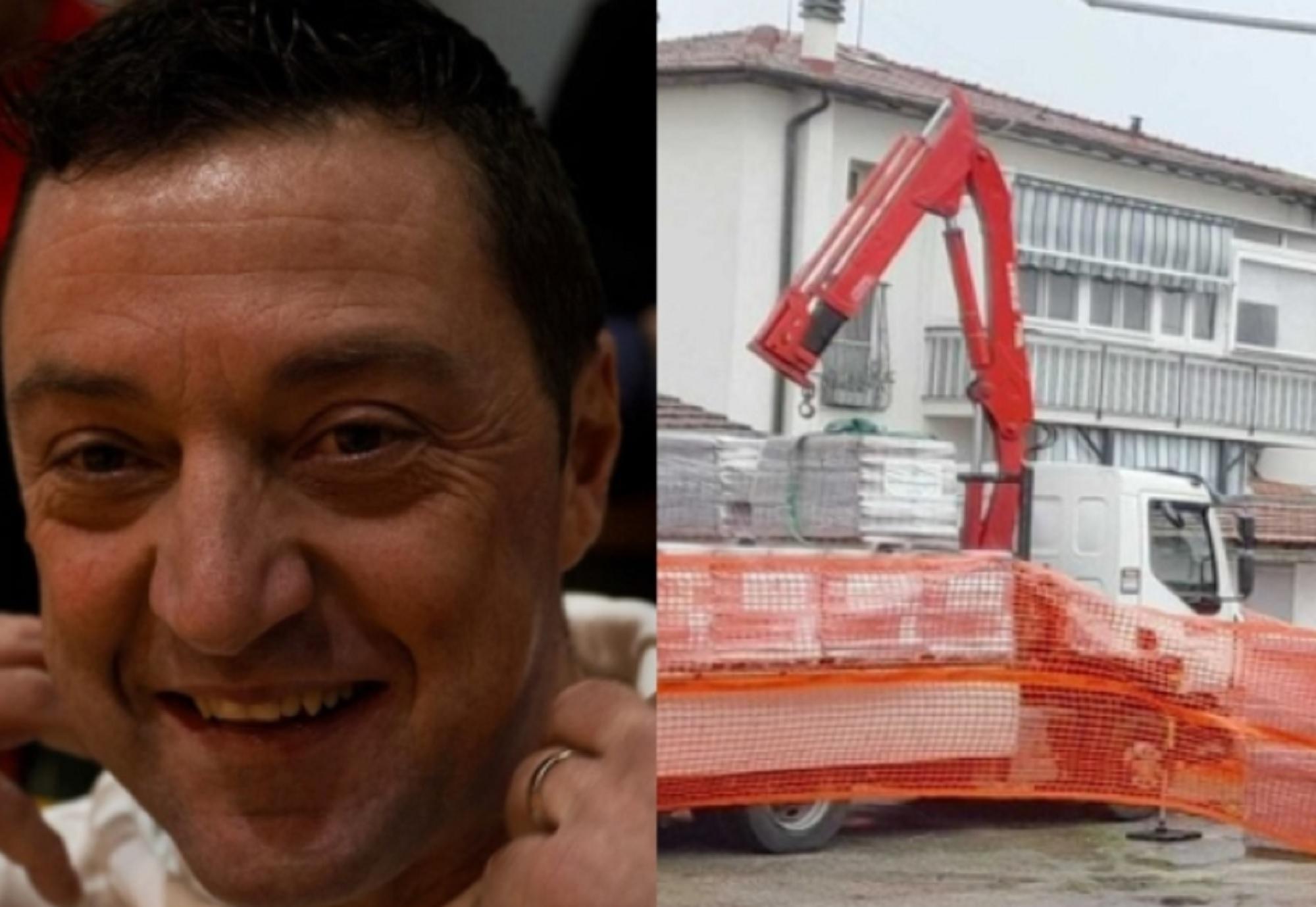 A sinistra Federico Ricci, morto a 50 anni. A destra il mezzo pesante sequestrato