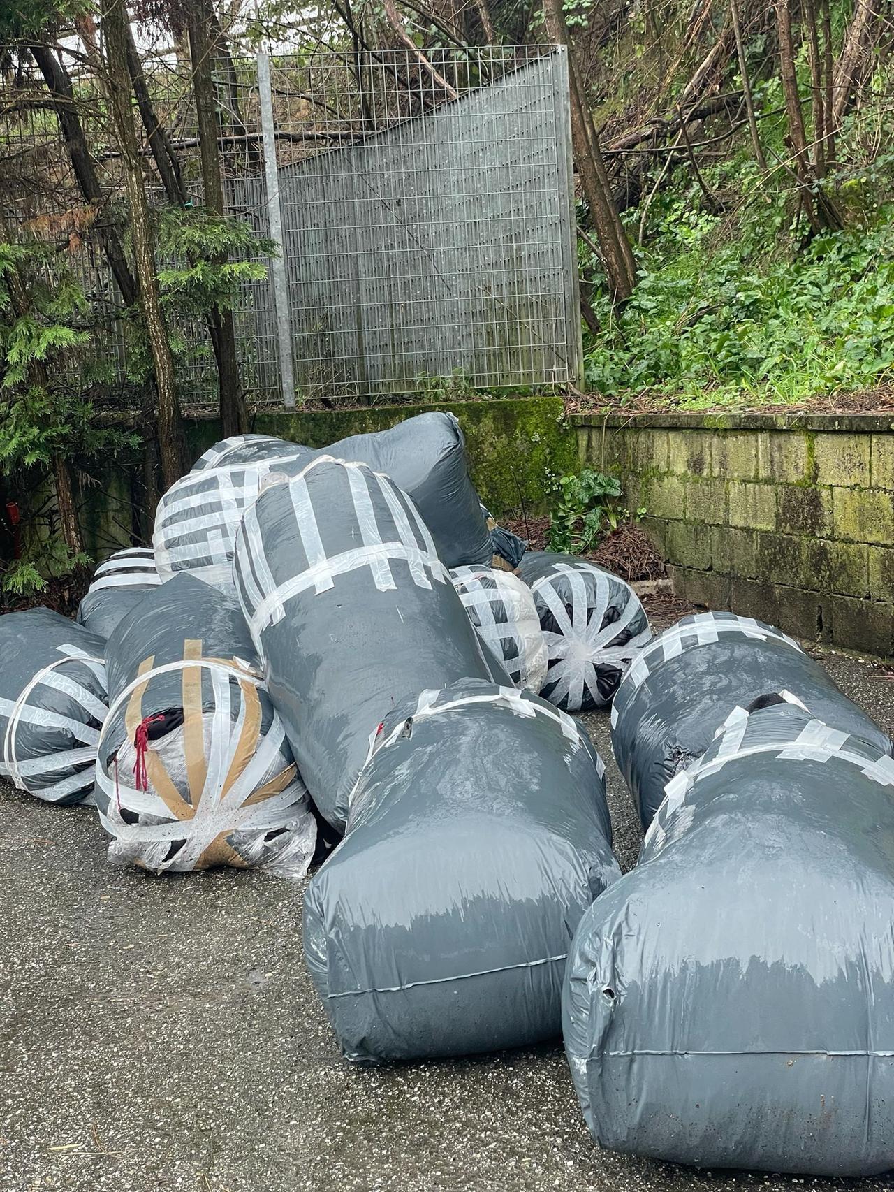 
	I sacchi neri scaricati davanti al cimitero di Comeana

