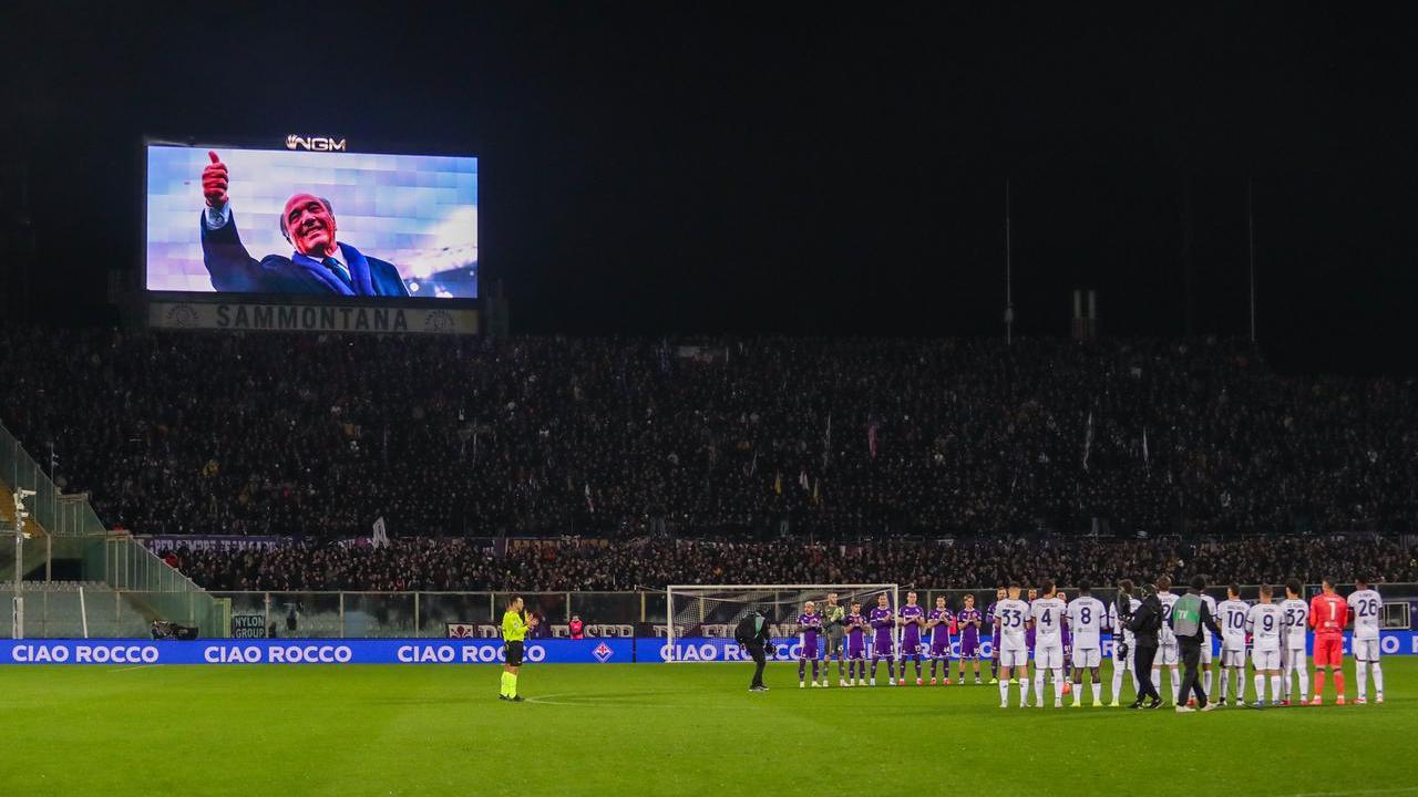 L'immagine di Rocco Commisso proiettata sabato al Franchi