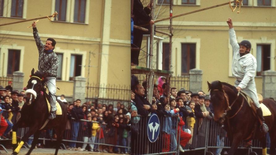Nelle foto di Vittorio Ruggero il palio riproposto negli anni Ottanta