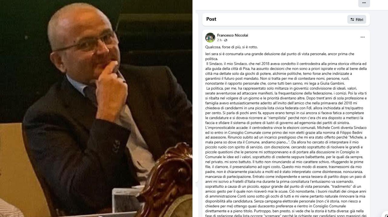 Il consigliere Niccolai e il suo post su Facebook