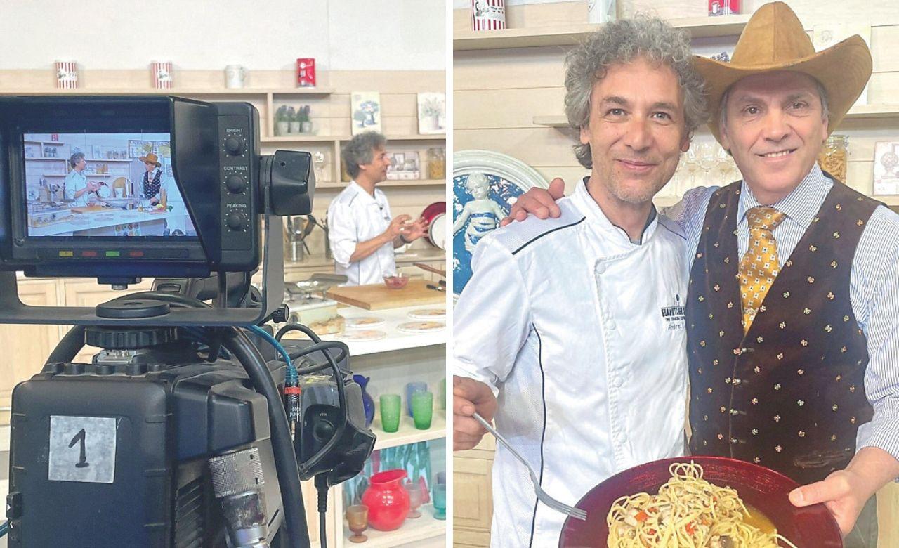 Conte ha girato negli studi televisivi fiorentini dell’emittente: con lui Giorgio Giuliano, conduttore del programma