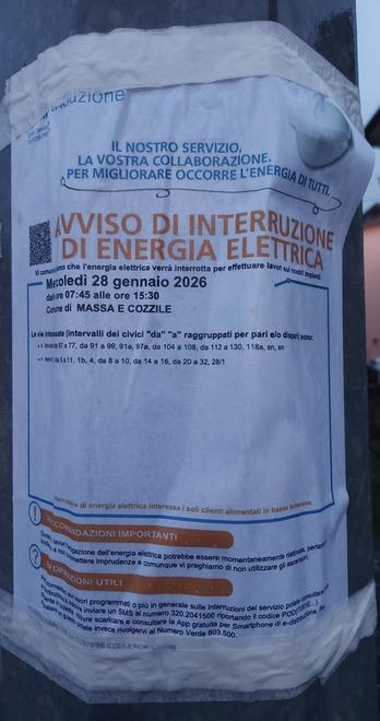 Massa e Cozzile, interruzioni in serie all’energia elettrica. Ancora Disagi in Traversagna