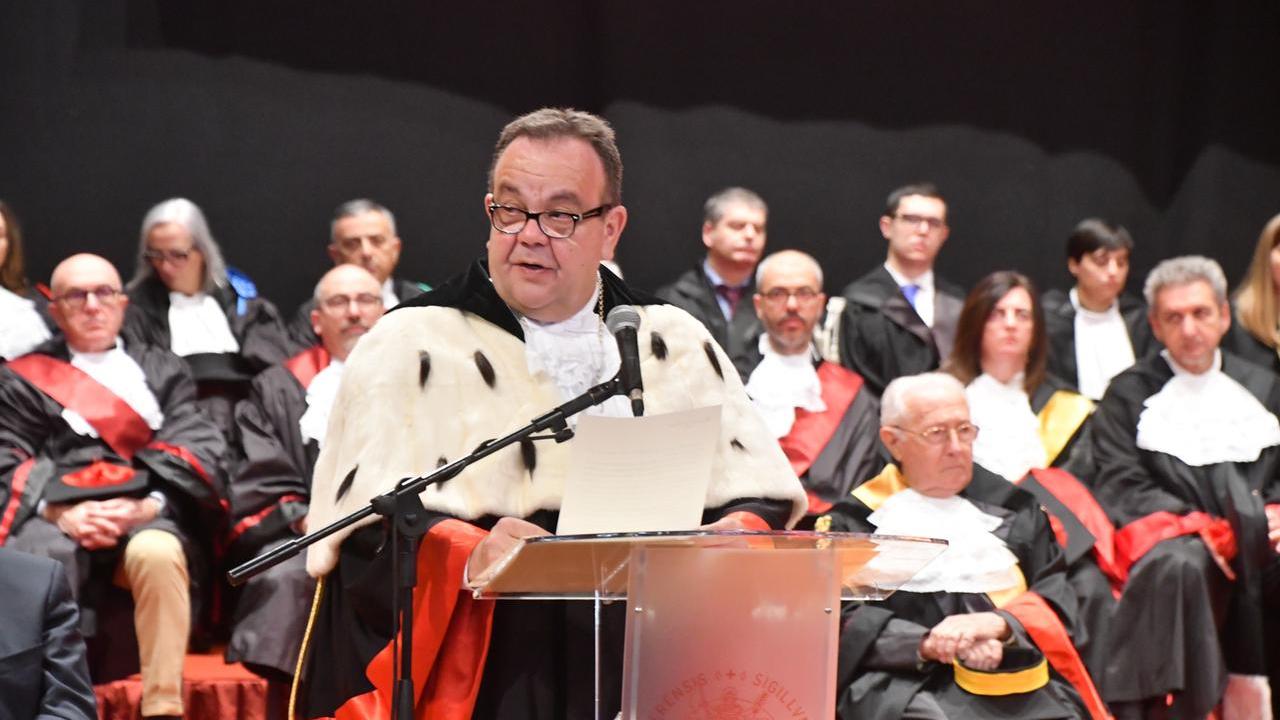 Gavino Mariotti, rettore dell'Università di Sassari, durante l'inaugurazione dell'anno accademico in una foto d'archivio. 