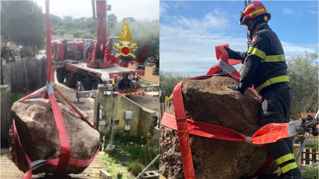Tragedia sfiorata a Quartu, masso di tre tonnellate precipita sul viottolo di casa di una coppia