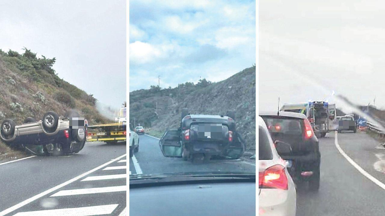 
	Da sinistra, l'uto cappottata&nbsp;mercoled&igrave;; l'incidente di&nbsp;gioved&igrave; (Foto Livornogramm) e quello di ieri


