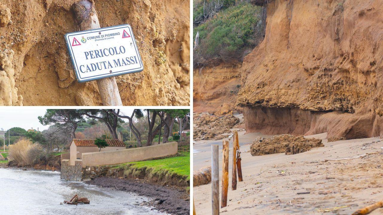 La costa di Baratti, sempre più erosa dal mare (foto Lorenzo Manzini)
