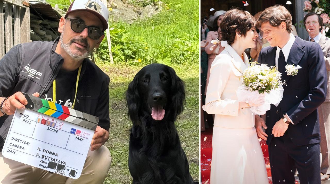 
	Olivia sul set della fiction con Marco

