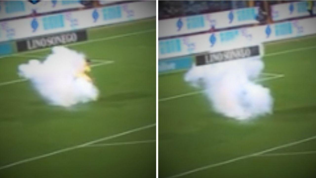 
	Il petardo che ha colpito Audero (Immagini Sky)&nbsp;

