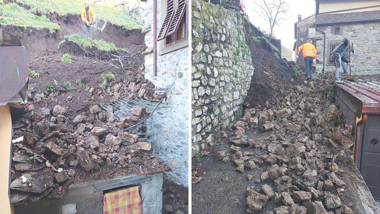 Lucca, frana un muro: bloccata la via di accesso al paese