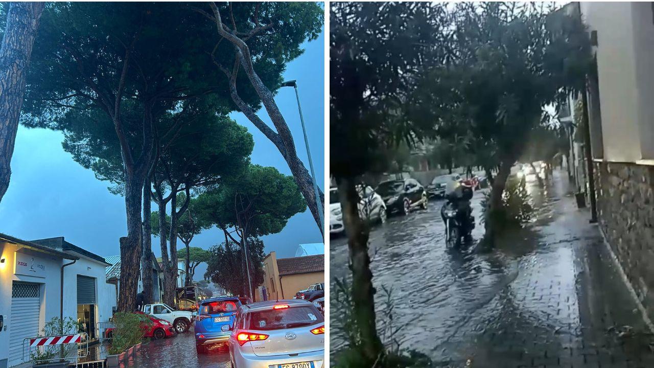 
	Strade allagate a Viareggio (Foto Giannini)

