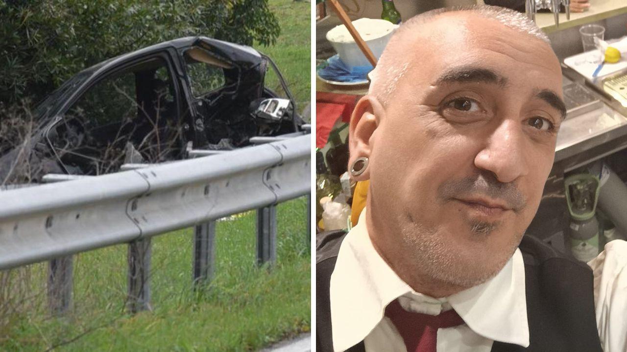 L'auto dopo lo schianto e la vittima