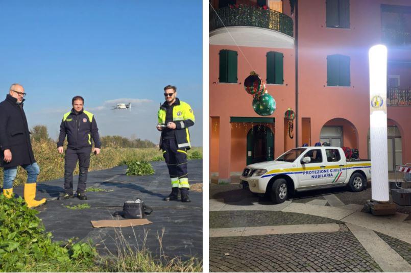 Il drone anti-alluvioni a Novellara, il gruppo di Protezione civile Nubilaria punta sulla tecnologia