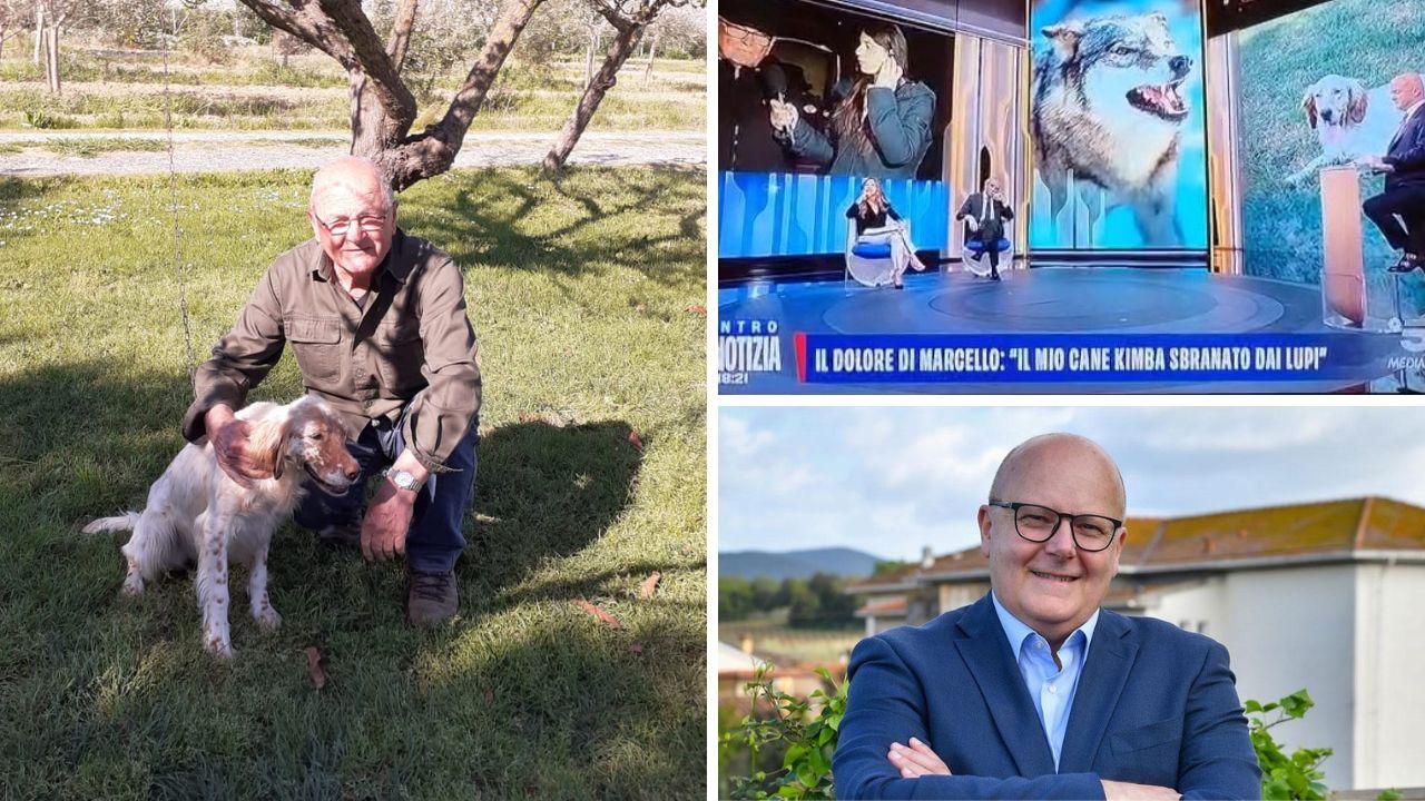 Da sinistra: Fabiani con Kimba, il caso in tv e il sindaco