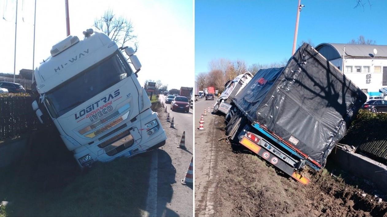 Camion esce di strada sulla Canaletto