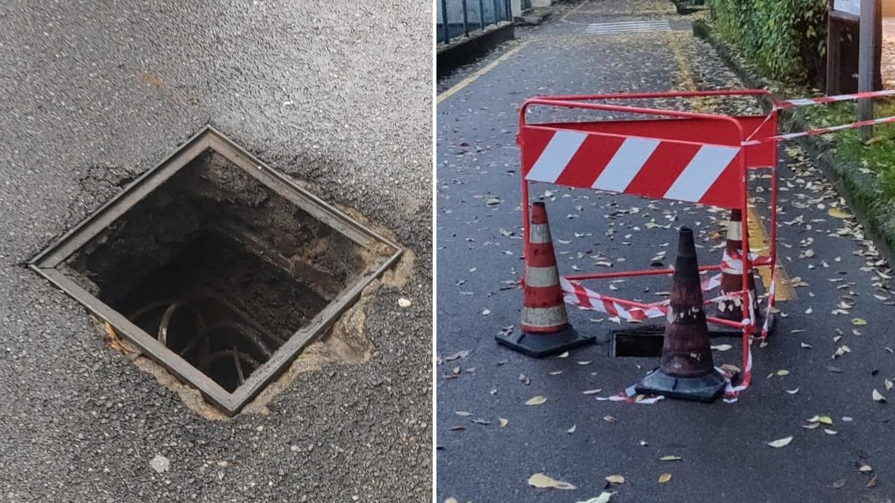 Il tombino in via Mazzini a Vignola