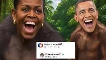 Il post choc di Trump: pubblica un video con gli Obama ritratti come scimmie